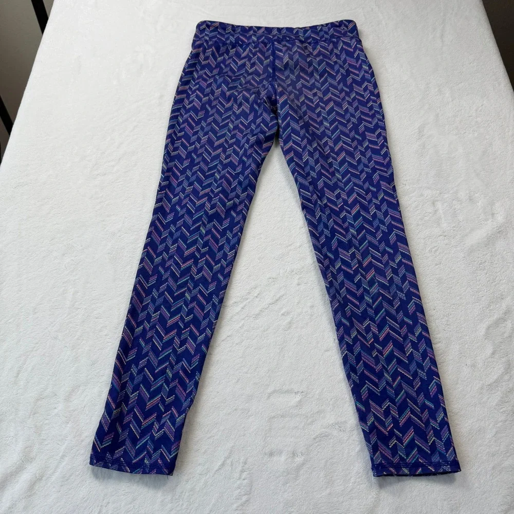 Old Navy Active Leggings Girls L‎ 10-12 Purple Chevron Go-Dry Good Condition
